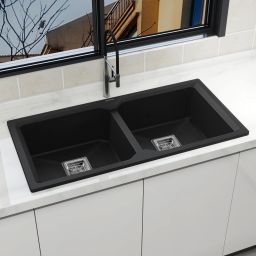 Kitchen Sink/Quartz Sink for Kitchen/Double Bowl with Coupling - (37x18inch) Vessel Sink-image-35