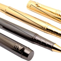 Ledos Dikawen 8037 Gold & Gunmetal Roller ball Pen With Black Strips New Pen Gift Set-image-29