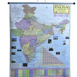 ROLLUP POLITICAL MAP OF INDIA (PIPE MOUNTED) Photographic Paper-12