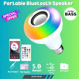 GUGGU Bluetooth Music Bulb Speaker With Remote Control Change Disco light for HomeE231 Smart Bulb-picture-10