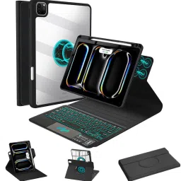 TECPHILE Keyboard Case for iPad Pro 13 M4 2024 with 7 Colors Backlit & Large Touchpad Bluetooth Standard Tablet Keyboard Compatible with Desktop, Laptop, Mac-10
