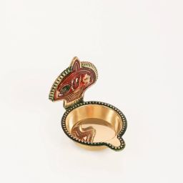 2.5 INCH MULTICOLOURED SHANKU CHAKRA NAMAM BRASS DEEPAM Brass Table Diya-image-51