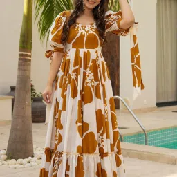 Printed Viscose Rayon Stitched Flared/A-line Gown-image-34