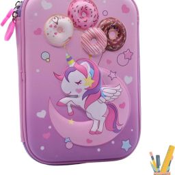 Rainbow donut box Pastel unicorn pencil case Donut, Unicorn, Moon Stars Art EVA Pencil Box-image-67
