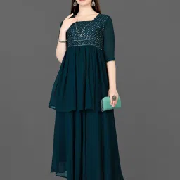 Embroidered Georgette Stitched Flared/A-line Gown-image-57