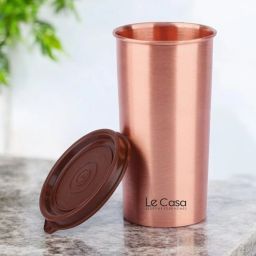 Energy Copper Water Tumbler Matt with Brown Plastic Lid 500ML | Glass Water/Juice Glass-image-11