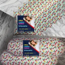 5 Cushion And 2 Microfibre Solid Bolster Pack of 7-image-79