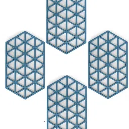 PVC Coaster large Heavy-B1-Triangle-Blue_4,Pack of 4 Silicone Trivet-14