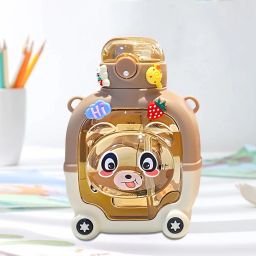 Cartoon-Printed Designer Teddy: Perfect 1L Anti-Leak Gift for Kids 902 ml Water Bottle-image-45