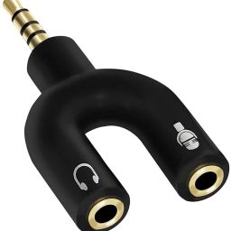 sounce Black Audio Jack Headphones with mic,3.5mm Splitter 1Male 2Female (U-Shape) Phone Converter-12