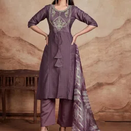 Women Silk Blend Kurta Palazzo Dupatta Set-image-37