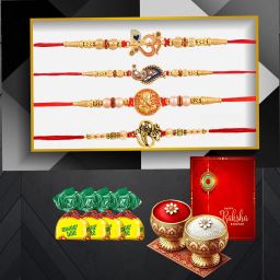 Religious RK24_MB_PAK_4xD3 Assorted Rakhi Set-image-96