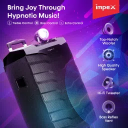 IMPEX TS-1101 Multimedia Portable with USB/SD/TF/FM Radio/AUX/Remote/Bluetooth/Wireless Mic & DJ LED Light Function (Black) 100 W Bluetooth Tower Speaker image 3