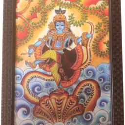 (Pack of 1) Krishna Kaliya Mardanam Mural painting for Wall black frame 12 inch MDF-image-2