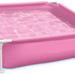 vwretails Pink Square Frame Kids Pool - Durable Metal Frame Backyard Fun Pool for Toddlers Inflatable Swimming Pool image 2
