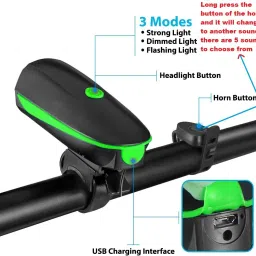 Rechargeable cycle Bell Super Bright Light & Bell Horn with 140DB High Sound Bell-14