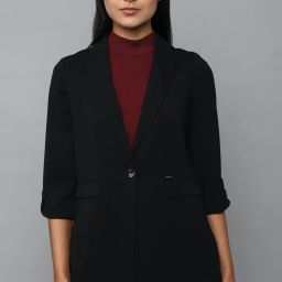 Women Solid Single Breasted Casual Blazer-image-62