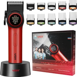VGR V-001 Professional Salon Series Hair Clipper, 9000 RPM with DLC Diamond Coating Trimmer 260 min Runtime 15 Length Settings-22