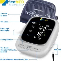Firstmed Fully Automatic BP Monitor Large Cuff Size Memory Feature with Pulse Rate Detection 1 Yr Warranty Large Display Size FM02 Bp Monitor image 5