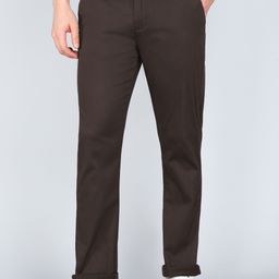 peter england Men Regular Fit Brown Cotton Blend Trousers-picture-46