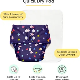 superbottoms Basic Certified Soft Fleece Lined Pocket Cloth Diaper with 1 Wet-Free Insert (FreeSize Reusable Adjustable Cloth Diaper,Fits from 5-17 kg, Blackstar) image 3