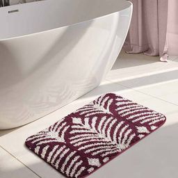 Wine Floral Polyester 24x16 Inches AntiSkid Bath Mat by Obsessions-picture-28