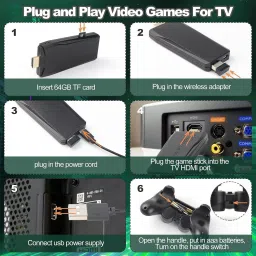 VIXON Mini Retro Controller HDMI Output Dual Player- 4K Ultra HD Game Stick, Black 64 GB with retro games 20000+ image 5