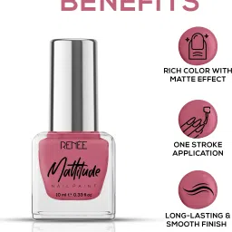 renee Mattitude Nail Paint Royale Rose | Chip Resisting Formula with High Coverage Royale Rose image 4