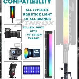 ZINROX Portable RGB Stick Light Holder – Handheld Stand with 1/4’’ Swivel Mount ZX - BRACKET 1000 Rotating Flash Bracket image 3