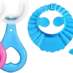 2 Pcs U-Shaped Toothbrush & Set of 1 Pc Baby Shower Bathing Cap, Combo Pack of 3-19