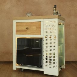 haus of bars by speedx Model X Home Bar in Matte White Finish with Built In 30L Fridge & Wooden Top-picture-28