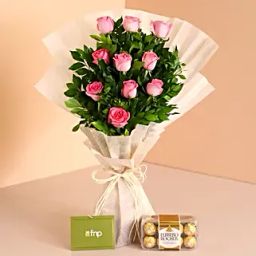 Pretty In Pastel Roses Bouquet Ferrero Rocher Box-13