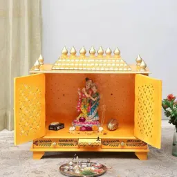 d'dass Yellow Sheesham & MDF Floor Rested Mandir With Door-picture-26