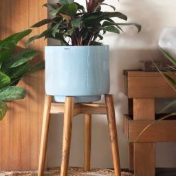 harla arts Crimson Sky Blue Porcelain Floor Planters With Stand-picture-25