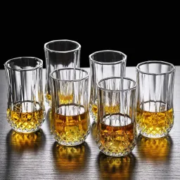 (Pack of 6) LONG Juice Water Glasses for Welcome Drink , Set of 6 , 280 MLcrystal Whiskey Wine, Water Cocktail Glasses Set of 6, 280 ML Unique Bourbon Glass, Glass Set Water/Juice Glass-12