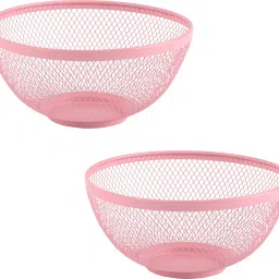 Pack of 2 Multipurpose Mesh Fruit Basket For Dining Table | HW-14-PNK | Pink Stainless Steel Fruit & Vegetable Basket-18