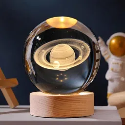 3D Planet Crystal Ball Night Lamp with LED Base – Galaxy Theme Decor Gift Night Lamp-image-21