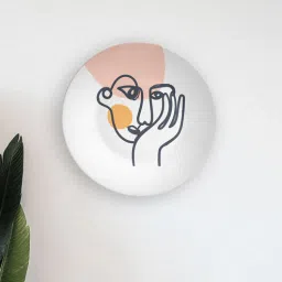 quirk india MulticolouredShy Brush Stroke Face Decorative Ceramic Wall Plate-picture-0