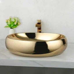 ELEGANCE BATH CERAMIC TABLE Top (L61 X W43 X H14Cm) CS2202 GOLDEN TABLE TOP ELEGANCE BATH CERAMIC TABLE Top (L61 X W43 X H14Cm) CS2202 GOLDEN TABLE TOP Table Top Basin-image-9