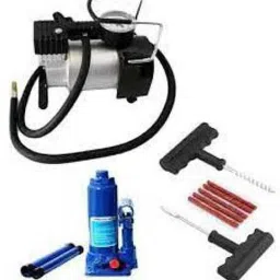 10 Ton Bottle Hydraulic Jack, 150 PSI Metal Compressor, Tubless Tyre Repair Kit Combo-10