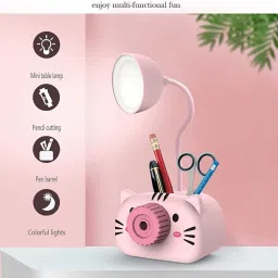 macvl5 LED Desk Lamp Pig Shape with Pencil Sharpener Table Lamp With 2 Pencils Study Lamp image 2