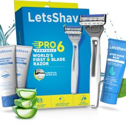 Pro 6 Portable Starter Kit,World's 1st 6-Blade Disposable Razor,Shave Gel & Balm, Men-image-33