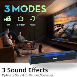 WOOS SoundBars 10W Output Bluetooth 5.3/AUX Input/TF Card/FM Radio/USB Connections 10 W Bluetooth Soundbar image 5