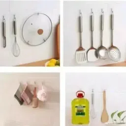 Transparent Self Adhesive Waterproof Wall Hooks for Kitchen and Bathroom Hook 10 Hook 10-13