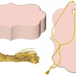 KREEPO Multi Stylish Handmade Gift Tag Colorful Blank Labels Message Note Craft Paper With Golden Strings, Price Hang Tag For Wedding Party Events 100pcs- Oldrose Color (1.95inch x 2.75inch) Greeting Card-image-26