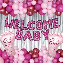 Solid New Born Baby Welcome Decorations for Girls - Pink Welcome Home Baby Decorations Balloon-14