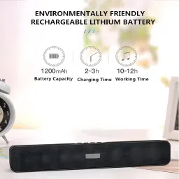 BVEXO Wireless Soundbar with 5.0 Surround Sound-Enjoy and Powerful 1200mah Bar Speaker 20 W Bluetooth Laptop/Desktop Speaker image 3