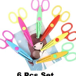 6 Pieces Art and Craft ZigZag Border Edge Decorative Paper Plastic Handles and Stainless Steel Cutting Scissors Set Scissors-picture-21