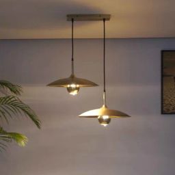kapoor lampshades Cornel 2 Light Gold Metal Hanging Pendant Light-picture-18