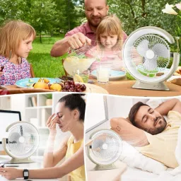 Sampri USB Rechargeable Fan with 21 SMD LED Light Mini Table Fan USB Fan image 5